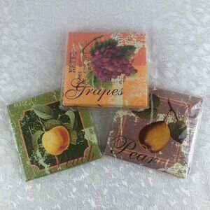 Michaels Fruit Canvas Tile Set of 3 Stylish 5”x5” Prints NWT in Sealed Packages